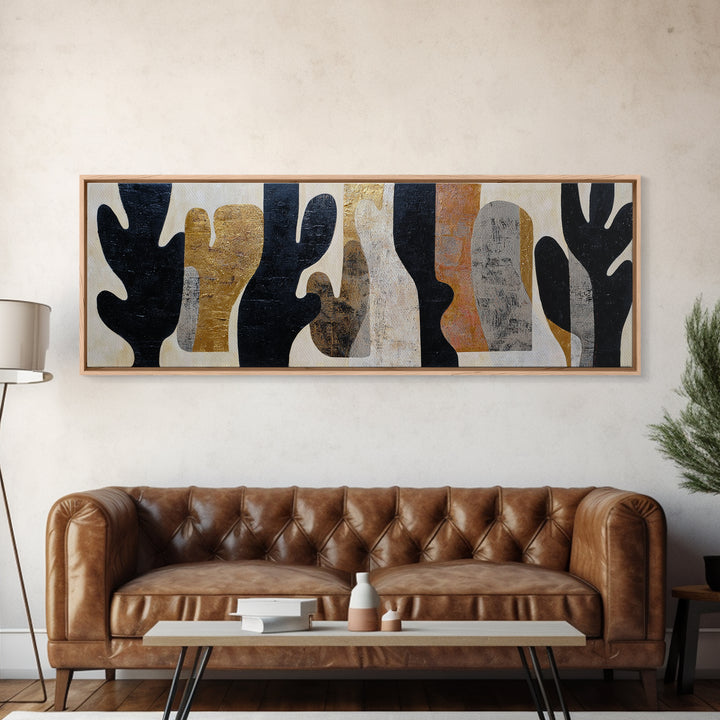 Black and White Cactus Silhouette Framed Canvas Print, Minimalist Art, Japanese Wall Art, Living Room Decor, Fine Art, Minimal, MIN-3x1-12