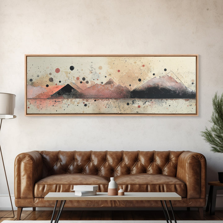 Thin Line Mountain Framed Canvas Print, Minimalist Art, Movie Poster, Living Room Decor, Fine Art, Minimal, Modern Wall Art, MIN-3x1-18