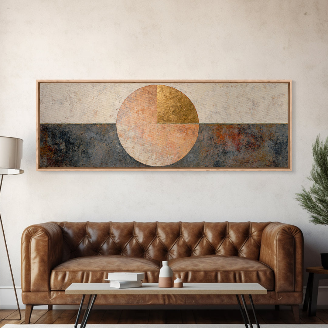Minimal Moon over a Pale Ocean Canvas Print, Minimalist Art, Modern Wall Art, Living Room Decor, Fine Art, Minimal, MIN-3x1-25