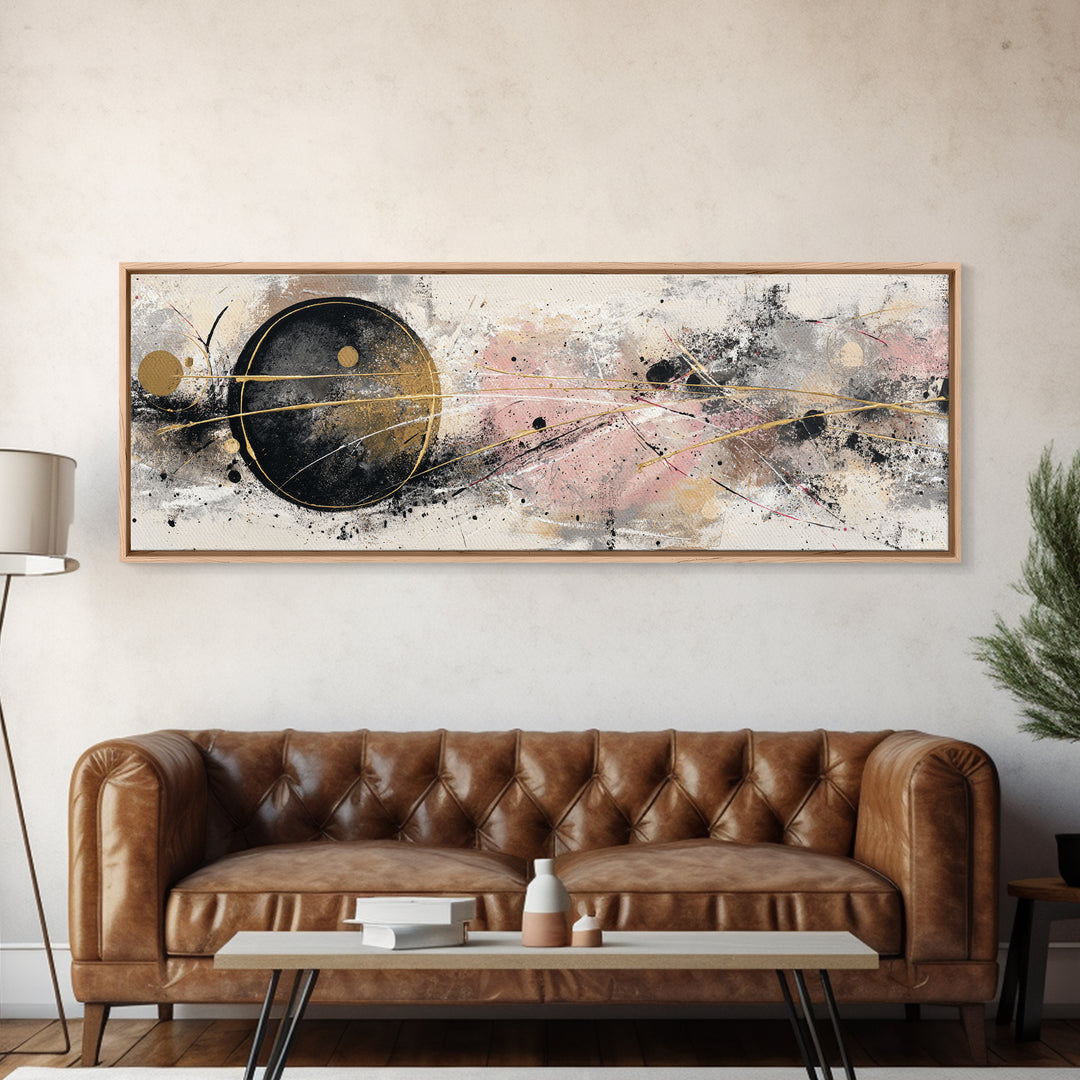 Single Gold Line Curve on Charcoal Canvas Print, Minimalist Art, Boho Wall Art, Living Room Decor, Fine Art, Minimal, MIN-3x1-33