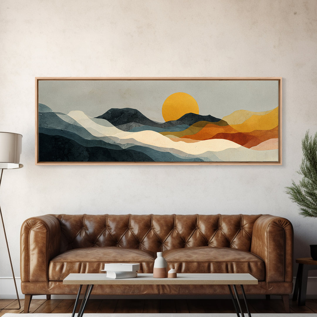 Thin Line Mountain Canvas Print, Minimalist Art, Printable Art, Living Room Decor, Minimal, Neutral Decor, Modern Decor, MIN-3x1-42