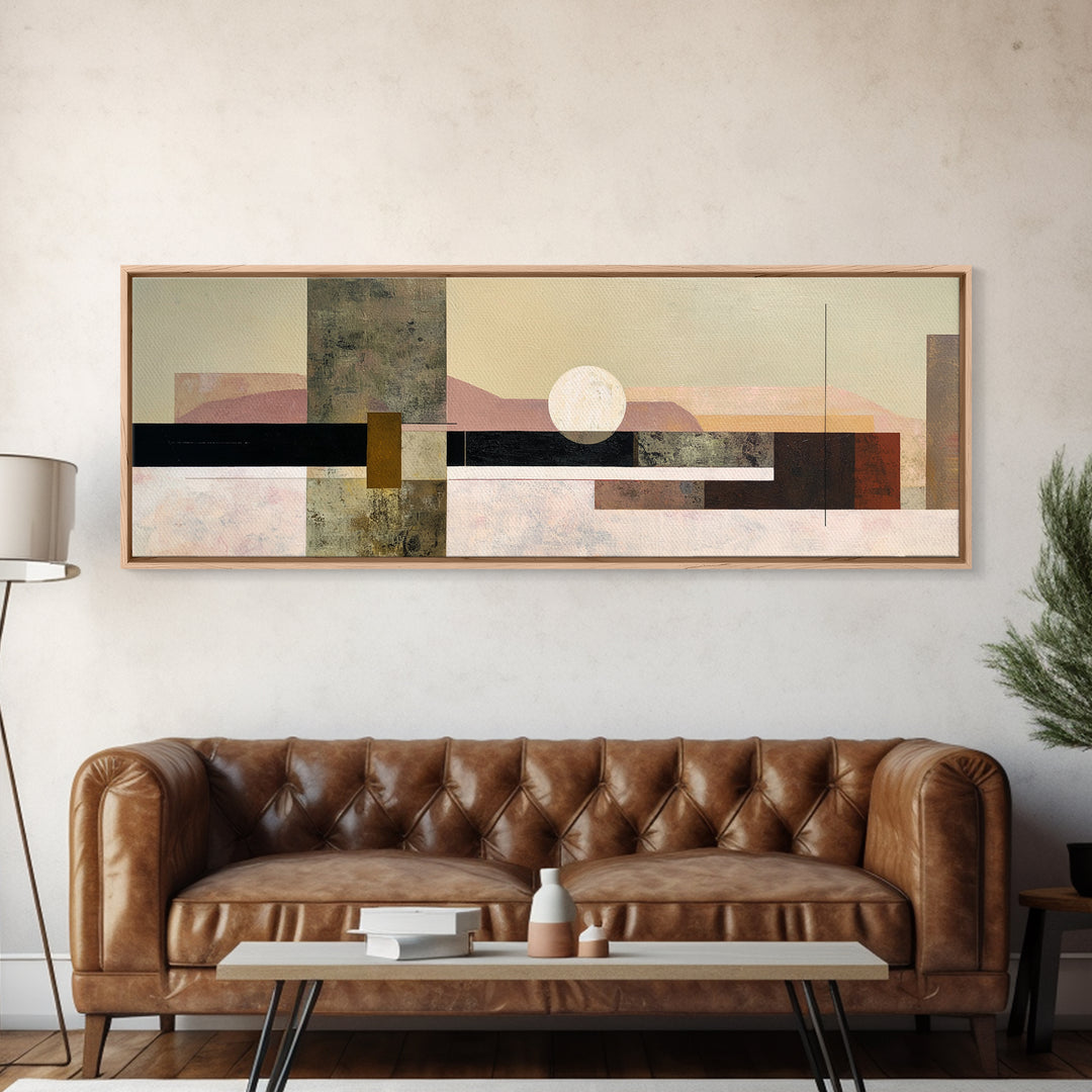 Simple Geometric Sun Framed Canvas Print, Minimalist Art, Art, Living Room Decor, Fine Art, Minimal, Canvas Tote Bag, MIN-3x1-55