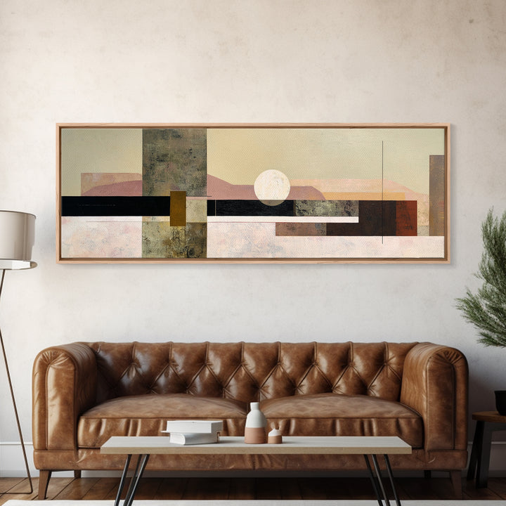 Simple Geometric Sun Framed Canvas Print, Minimalist Art, Art, Living Room Decor, Fine Art, Minimal, Canvas Tote Bag, MIN-3x1-55