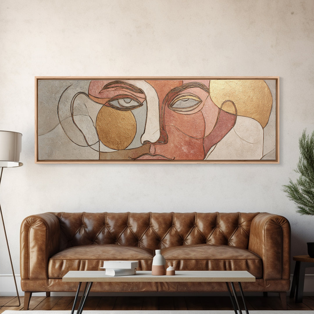 Single Continuous Line Female Face Framed Canvas Print, Minimalist Art, Gallery Decor, Living Room Decor, Fine Art, Minimal, MIN-3x1-69