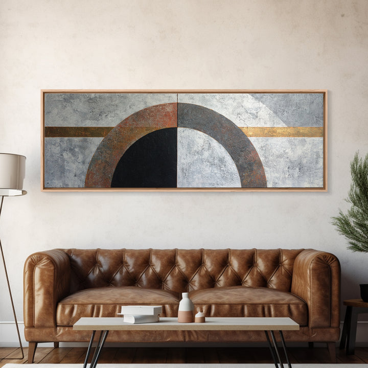 Monochrome Arch and Shadow Composition Framed Canvas Print, Minimalist Art, Poster, Living Room Decor, Fine Art, Minimal, MIN-3x1-72