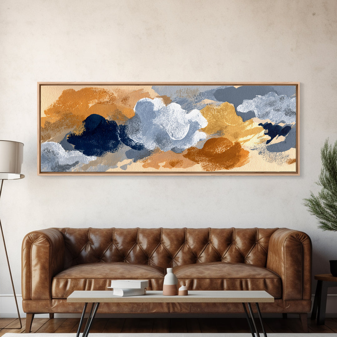 Small Cloud Study Canvas Print, Minimalist Art, Modern Art, Living Room Decor, Oil Painting, Minimal, Minimalist Decor, MIN-3x1-85