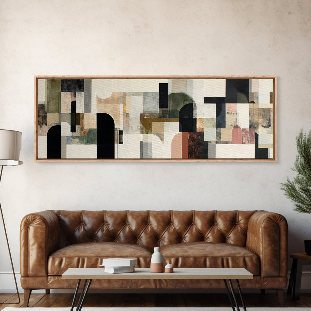 Monochrome Arch and Shadow Composition Canvas Print, Minimalist Art, Textured Painting, Living Room Decor, Fine Art, Minimal, MIN-3x1-96