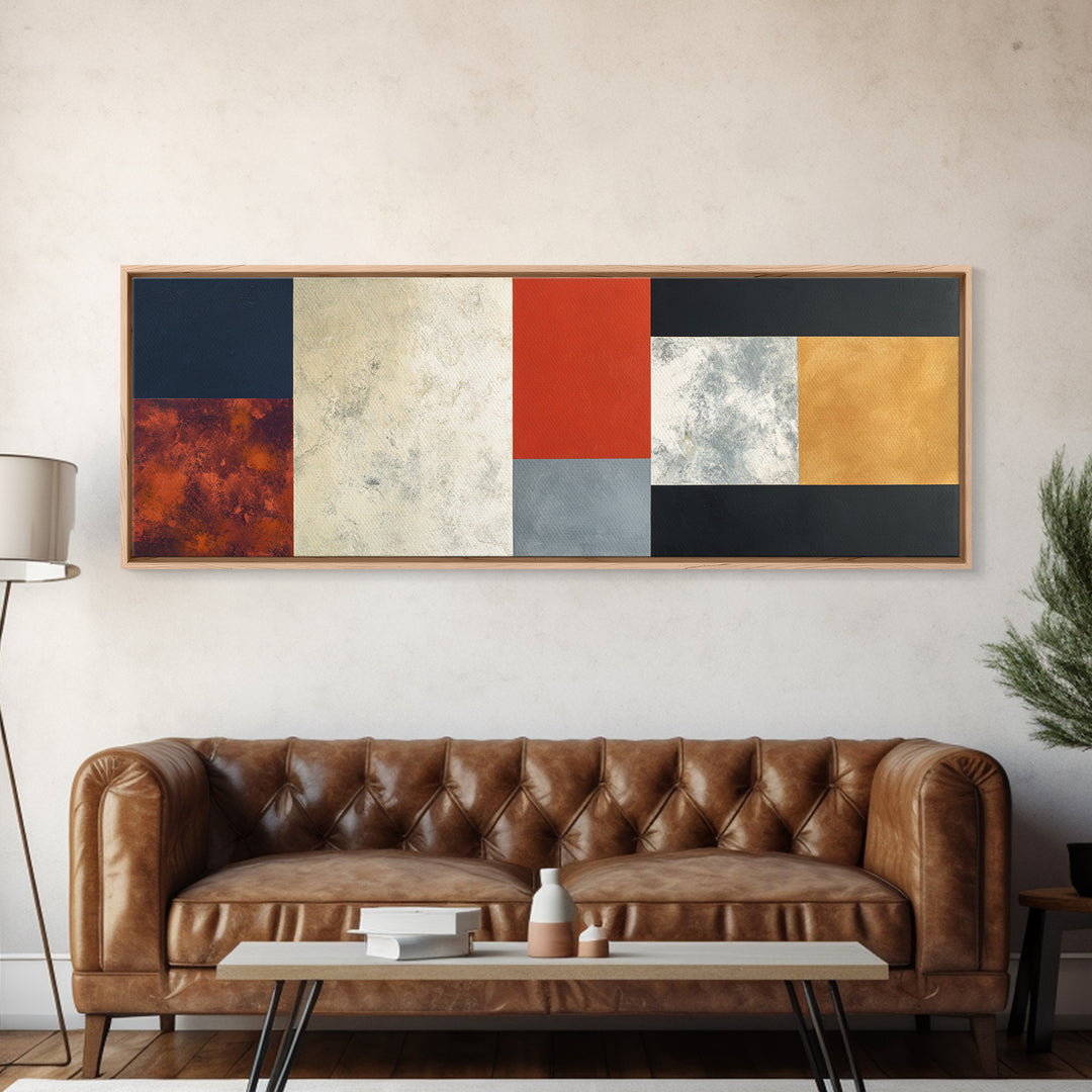 One Red Square Balanced Canvas Print, Minimalist Art, Abstract Painting, Living Room Decor, Fine Art, Minimal, MIN-3x1-98