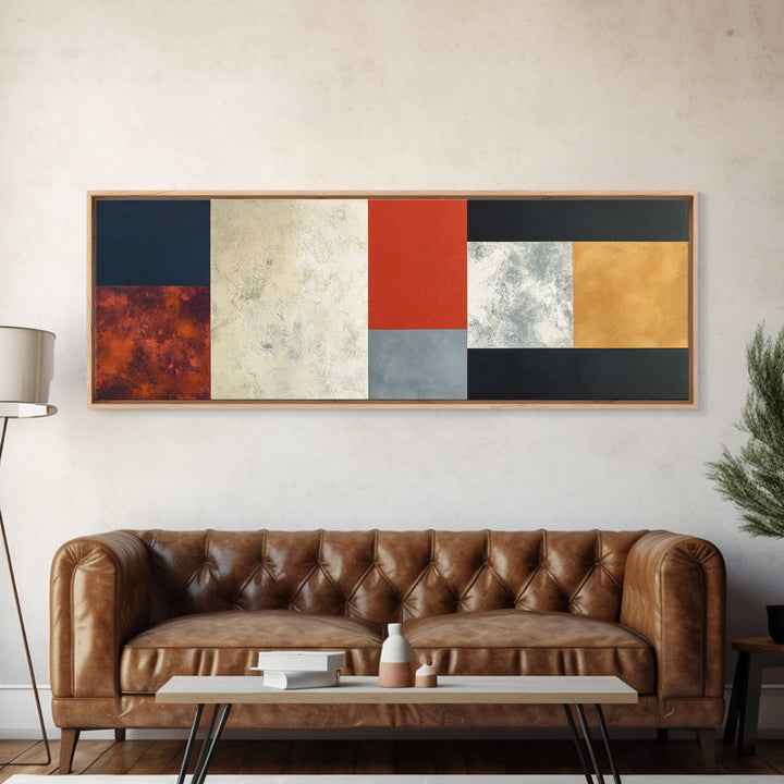 One Red Square Balanced Canvas Print, Minimalist Art, Abstract Painting, Living Room Decor, Fine Art, Minimal, MIN-3x1-98