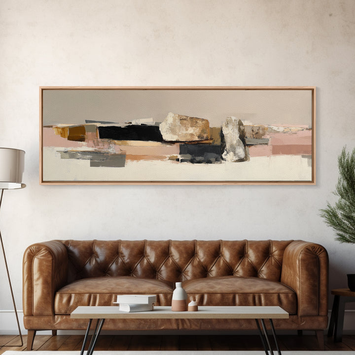 Quiet Stone Stack Framed Canvas Print, Minimalist Art, Art Print, Living Room Decor, Fine Art, Minimal, Abstract Wall Art, MIN-3x1-99