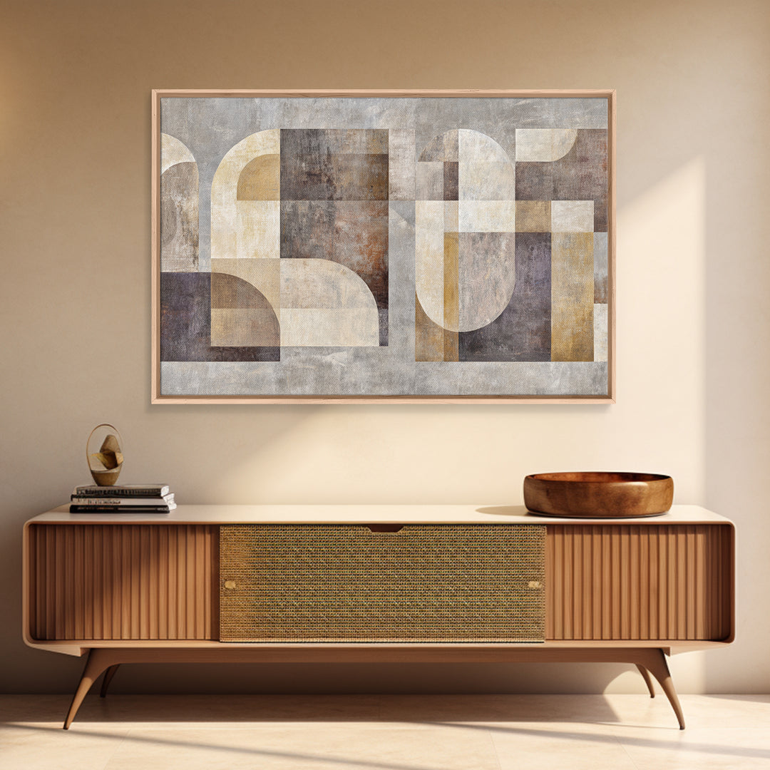 Two Overlapping Organic Shapes Framed Canvas Print, Minimalist Art, Abstract Painting, Living Room Decor, Fine Art, Minimal, MIN-3x2-23