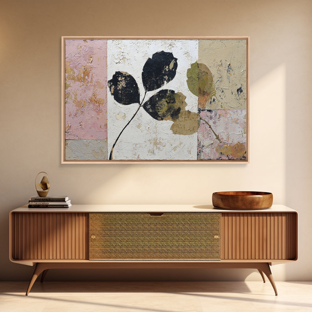 Minimal Branch Silhouette Framed Canvas Print, Minimalist Art, Statement Artwork, Living Room Decor, Fine Art, Minimal, MIN-3x2-31