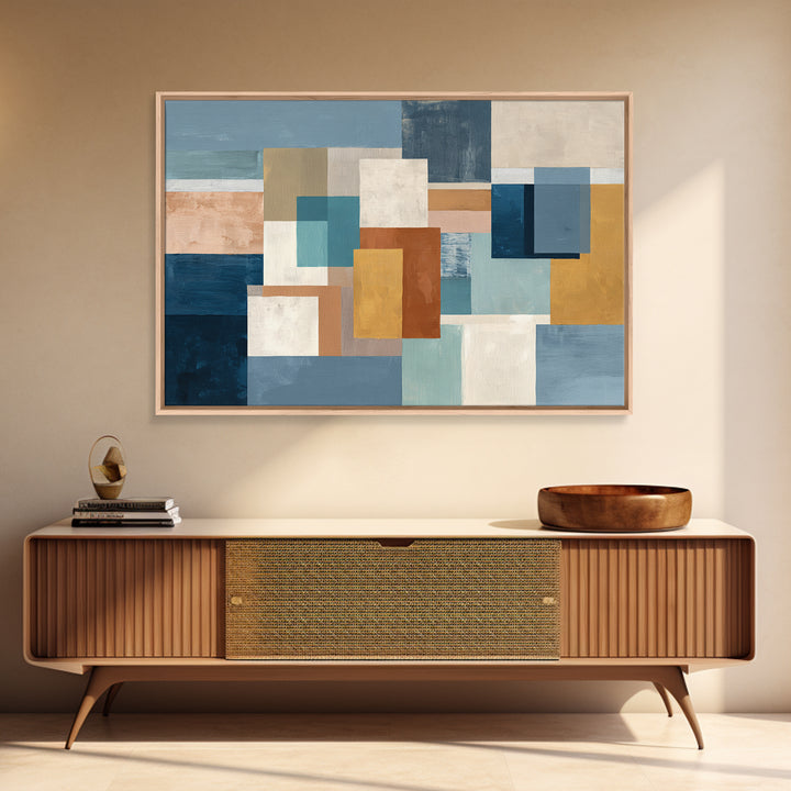 Calm Rectangle Composition Canvas Print, Minimalist Art, Boho, Living Room Decor, Oil Painting, Minimal, Abstract Painting, MIN-3x2-4