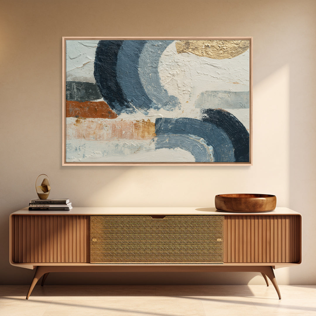 Minimal Abstract Wave Line Framed Canvas Print, Minimalist Art, Minimalist Wall Art, Living Room Decor, Abstract Art, Minimal, MIN-3x2-41