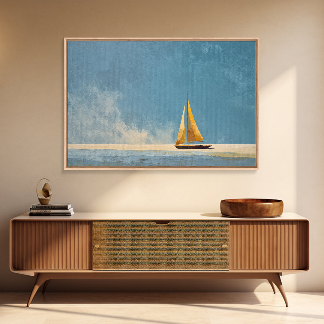 Tiny Sailboat under Open Sky Canvas Print, Minimalist Art, Printable Art, Living Room Decor, Fine Art, Minimal, Neutral Decor, MIN-3x2-42