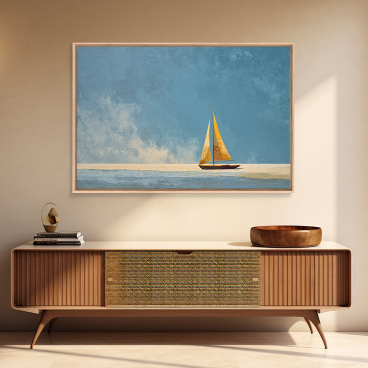 Tiny Sailboat under Open Sky Canvas Print, Minimalist Art, Printable Art, Living Room Decor, Fine Art, Minimal, Neutral Decor, MIN-3x2-42
