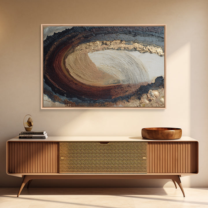 Single Brushstroke Circle Framed Canvas Print, Minimalist Art, Abstract Wall Art, Living Room Decor, Oil Painting, Minimal, MIN-3x2-50
