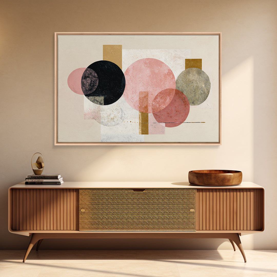 Single Black Circle on Warm Ivory Ground Canvas Print, Minimalist Art, Modern Decor, Living Room Decor, Fine Art, Minimal, MIN-3x2-53
