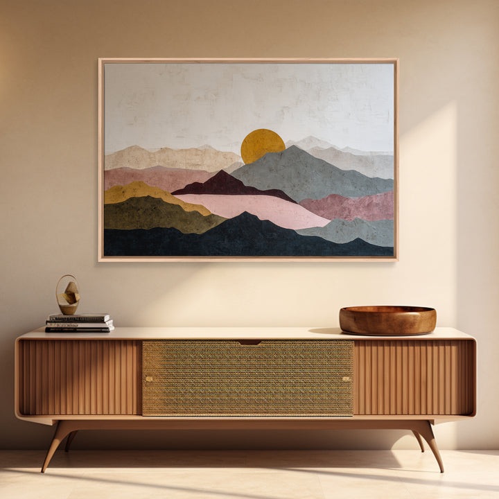 Thin Line Mountain Framed Canvas Print, Minimalist Art, Abstract Art, Living Room Decor, Fine Art, Minimal, Modern Art, MIN-3x2-6