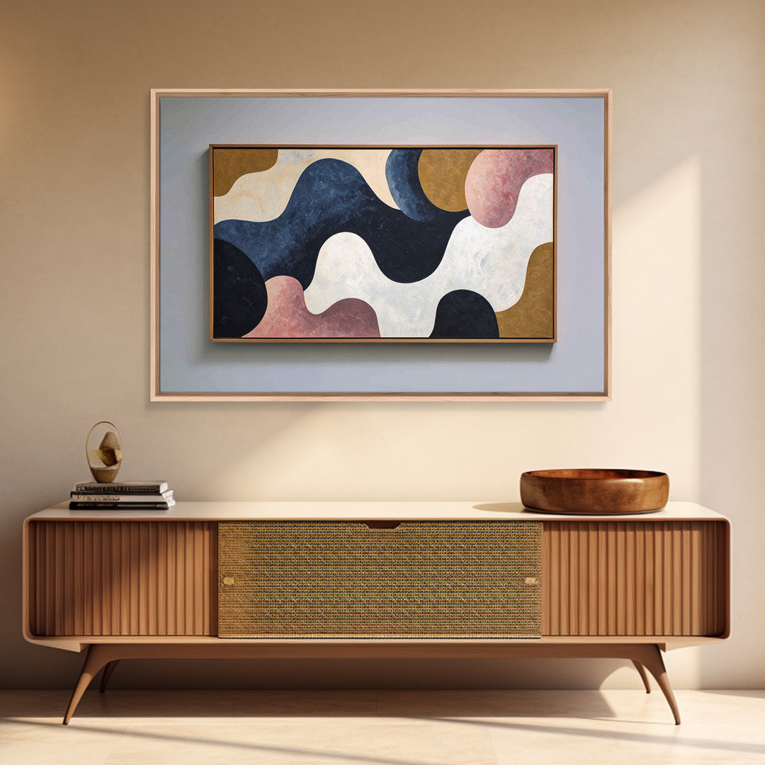Minimal Abstract Wave Line Framed Canvas Print, Minimalist Art, Minimalist Wall Art, Living Room Decor, Abstract Art, Minimal, MIN-3x2-65