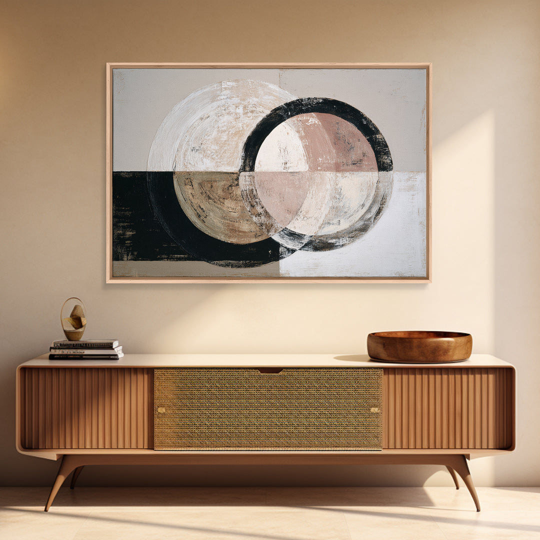 Single Brushstroke Circle Framed Canvas Print, Minimalist Art, Abstract Wall Art, Living Room Decor, Oil Painting, Minimal, MIN-3x2-74
