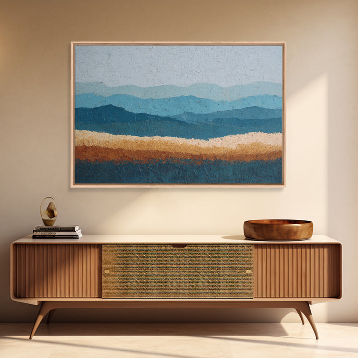 Simple Blue Horizon Framed Canvas Print, Minimalist Art, Modern Art, Living Room Decor, Fine Art, Minimal, Minimalist Decor, MIN-3x2-82