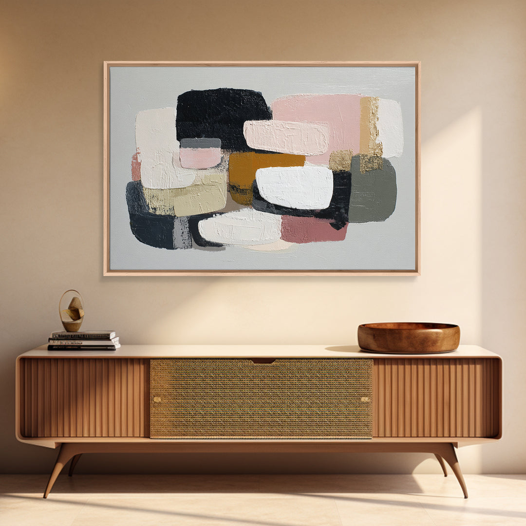Quiet Stone Stack Framed Canvas Print, Minimalist Art, Poster, Living Room Decor, Fine Art, Minimal, Boho, Canvas Tote Bag, MIN-3x2-87