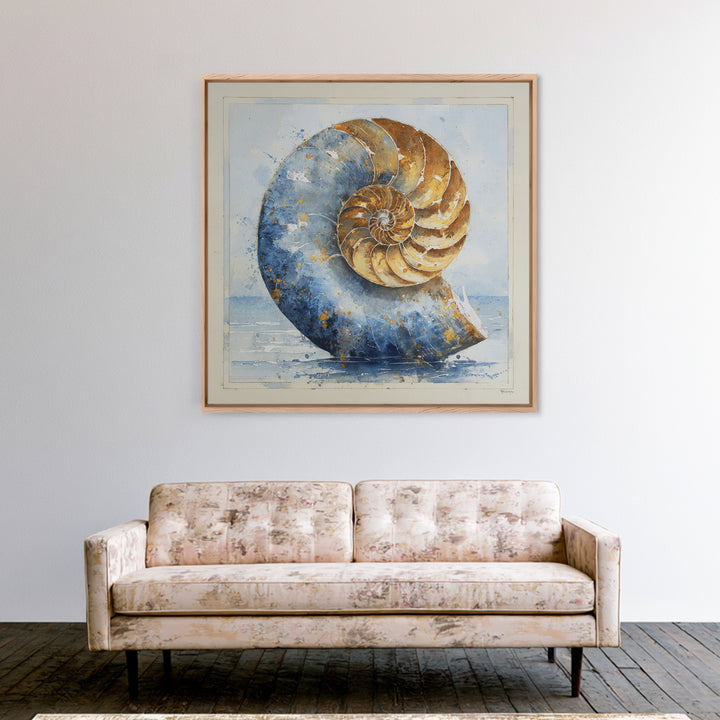 Nautilus Shell Study Canvas Print, Marine Life Art, Beach House Decor, Living Room Decor, Fine Art, Marine, Tropical Wall Art, MLA-1x1-35
