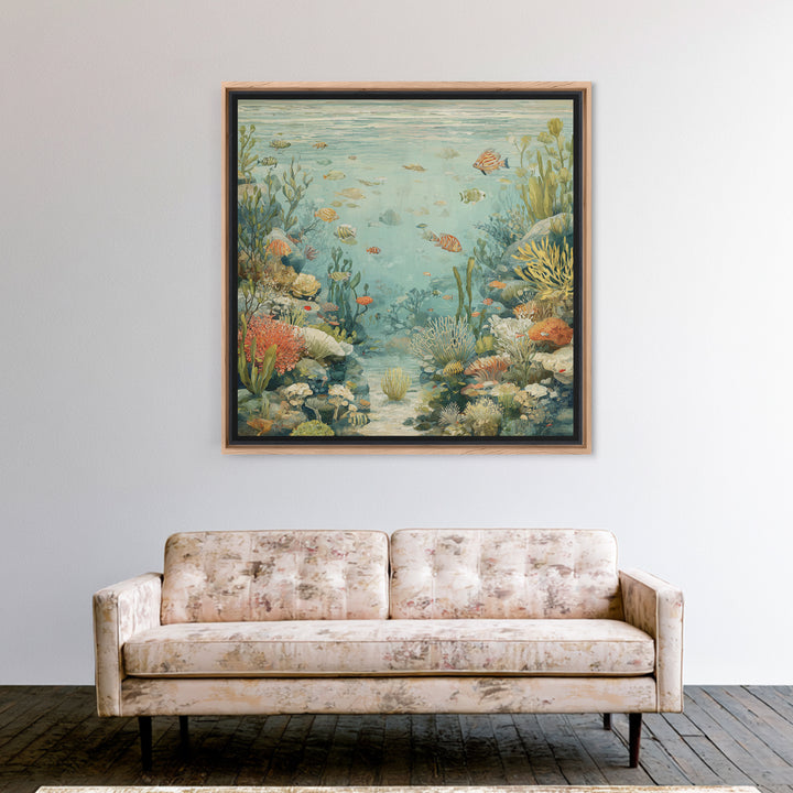 Coral Reef Panorama Canvas Print, Marine Life Art, Handmade Art, Living Room Decor, Fine Art, Marine, Textured Painting, MLA-1x1-81