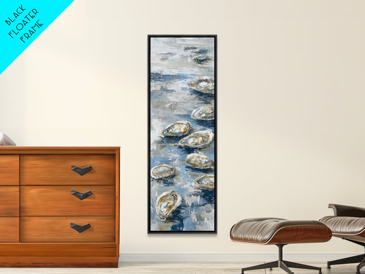 Oyster Shells with Pearly Highlights Canvas Print, Marine Life Art, Surf Poster, Living Room Decor, Fine Art, Marine, MLA-1x3-10