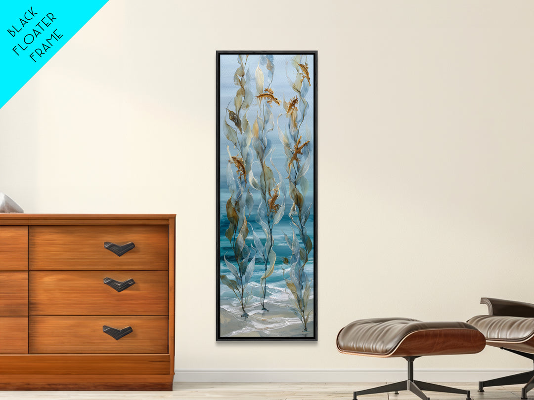 Sea Dragon Drifting Among Kelp Framed Canvas Print, Marine Life Art, Ocean Prints, Living Room Decor, Fine Art, Marine, MLA-1x3-53