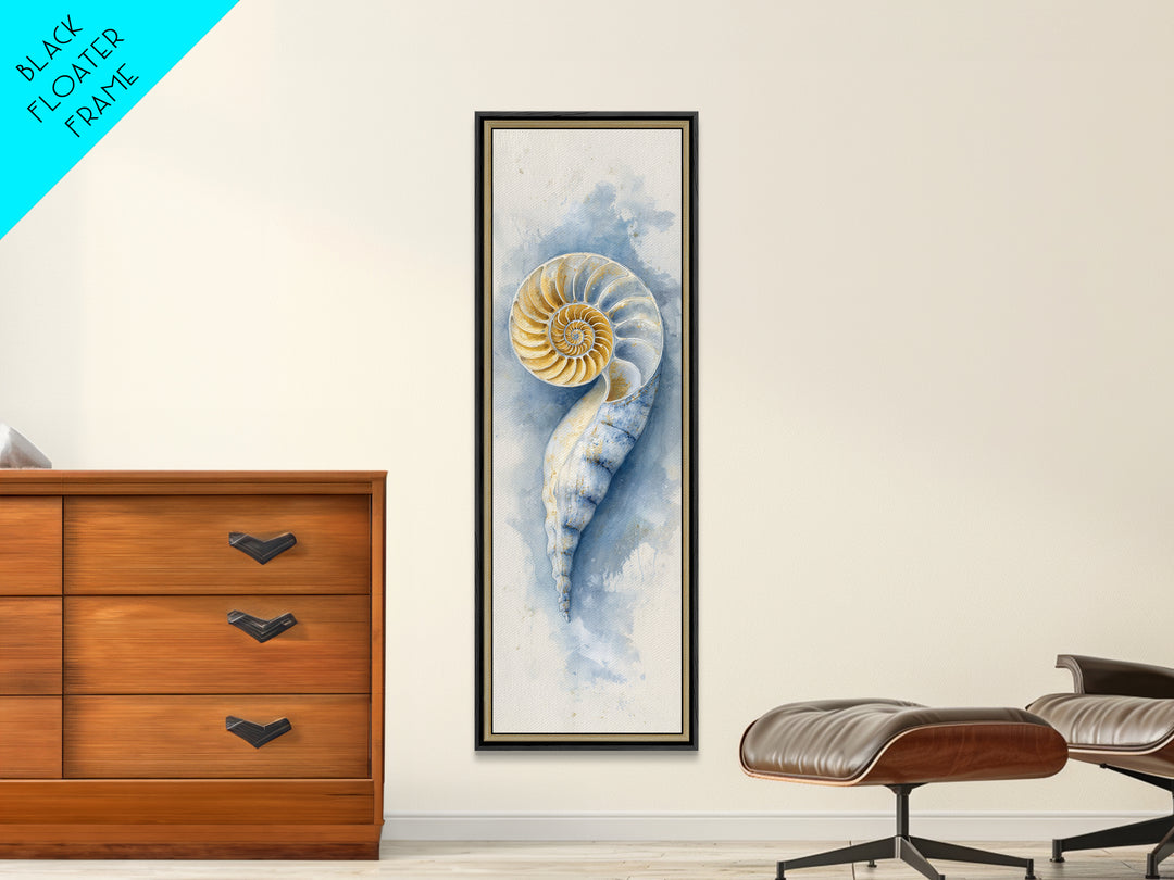 Nautilus Shell Study Canvas Print, Marine Life Art, Coastal Decor, Living Room Decor, Fine Art, Marine, Fish Art, Ocean Decor, MLA-1x3-95