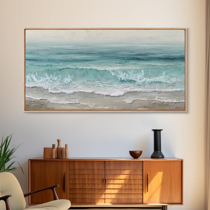 Orca Beneath Northern Lights Framed Canvas Print, Marine Life Art, Ocean Prints, Living Room Decor, Fine Art, Marine, MLA-2x1-100