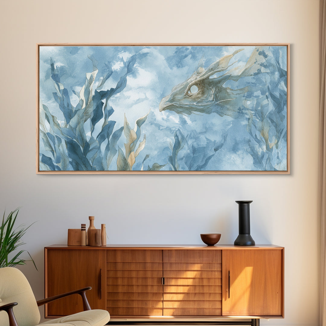 Sea Dragon Drifting Among Kelp Framed Canvas Print, Marine Life Art, Home Decor, Living Room Decor, Fine Art, Marine, MLA-2x1-13