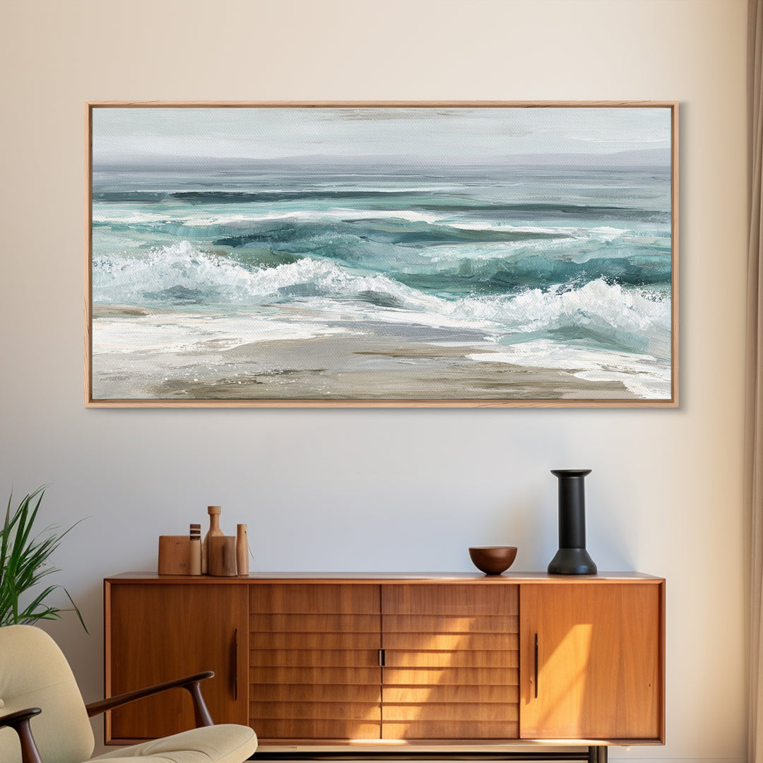 Orca Beneath Northern Lights Framed Canvas Print, Marine Life Art, Textured Painting, Living Room Decor, Fine Art, Marine, MLA-2x1-28