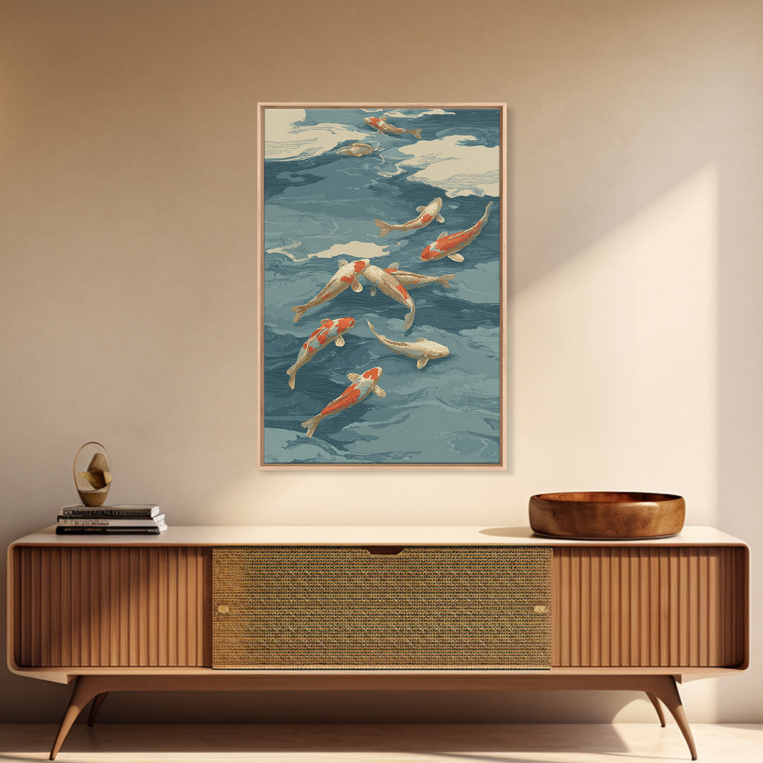 Koi Like Marine Fish Framed Canvas Print, Marine Life Art, Coastal Art, Living Room Decor, Fine Art, Marine, Ocean Prints, MLA-2x3-24