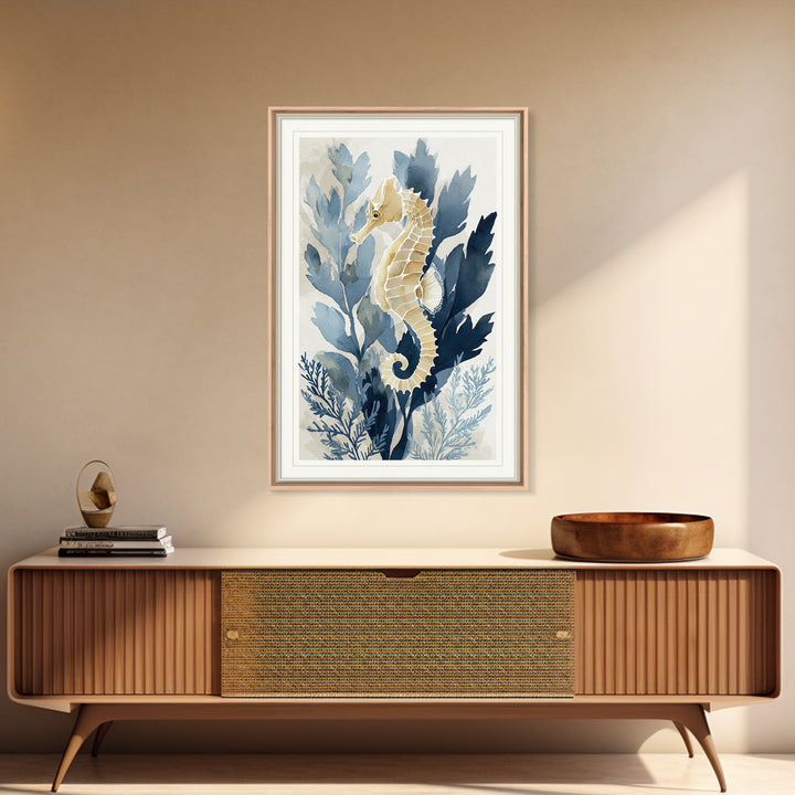 Sea Dragon Drifting Among Kelp Framed Canvas Print, Marine Life Art, Textured Painting, Living Room Decor, Fine Art, Marine, MLA-2x3-73
