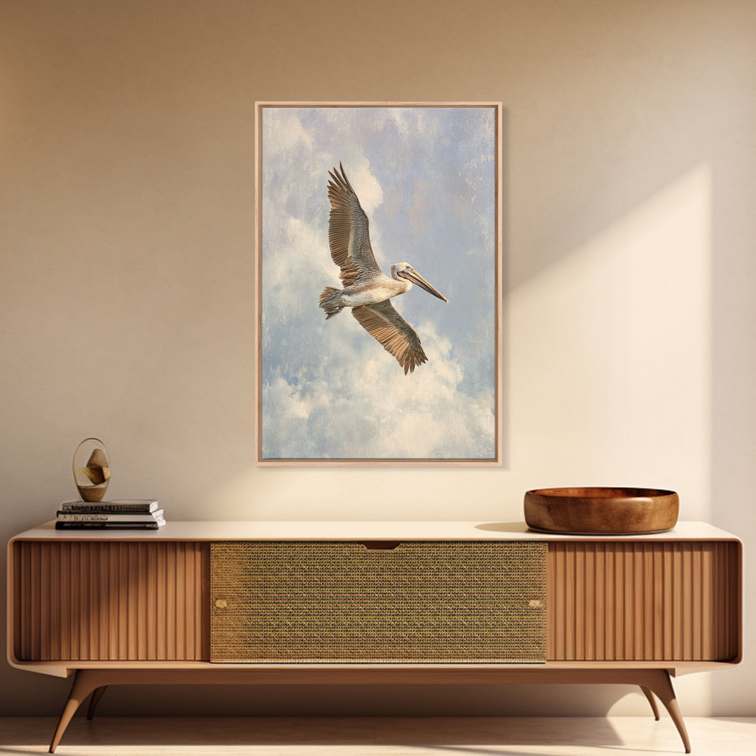 Pelican Diving Toward Fish Near Surface Canvas Print, Marine Life Art, Whale Art, Living Room Decor, Fine Art, Marine, MLA-2x3-79