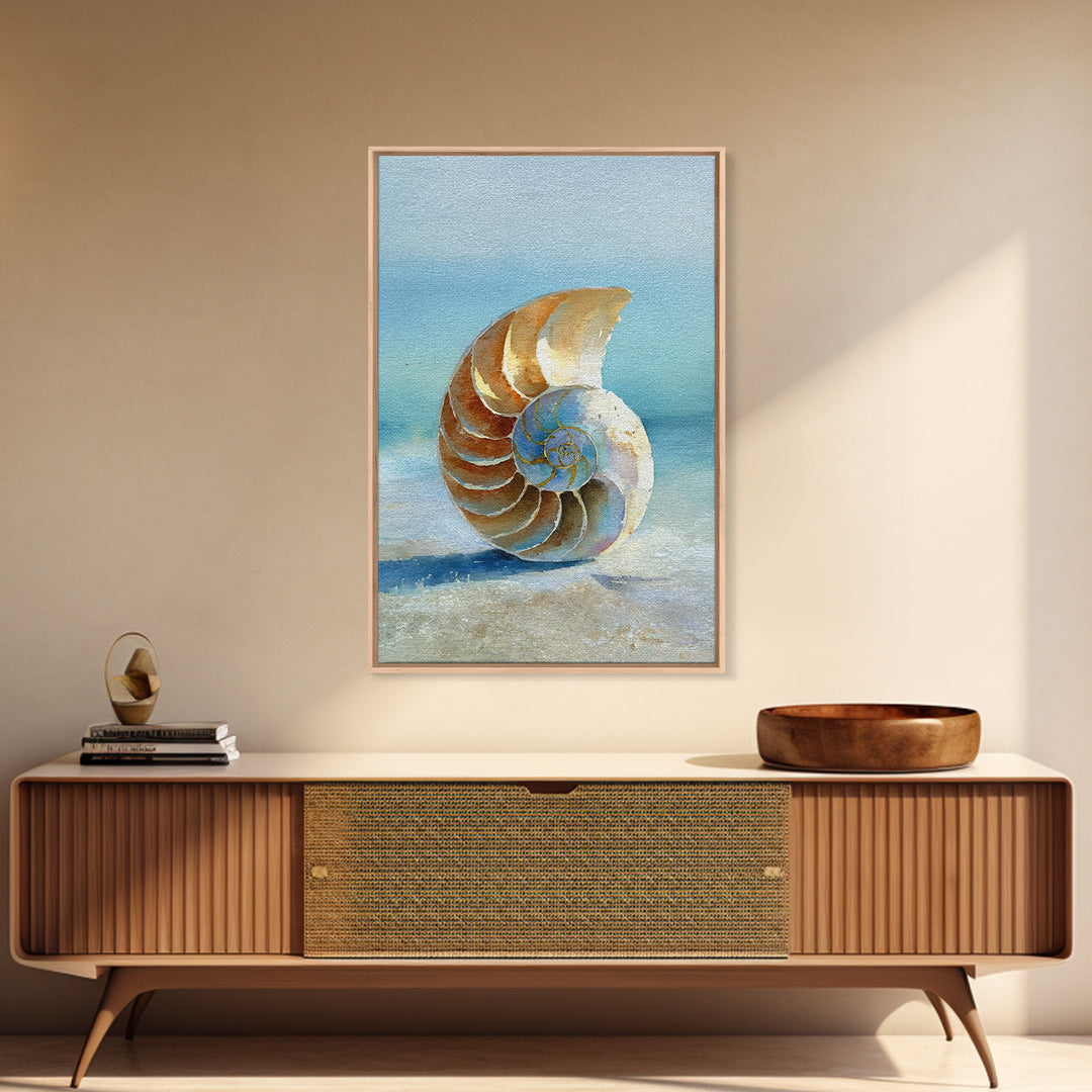 Nautilus Shell Study Canvas Print, Marine Life Art, Luxury Decor, Living Room Decor, Fine Art, Marine, Beach Decor, Coastal Art, MLA-2x3-91