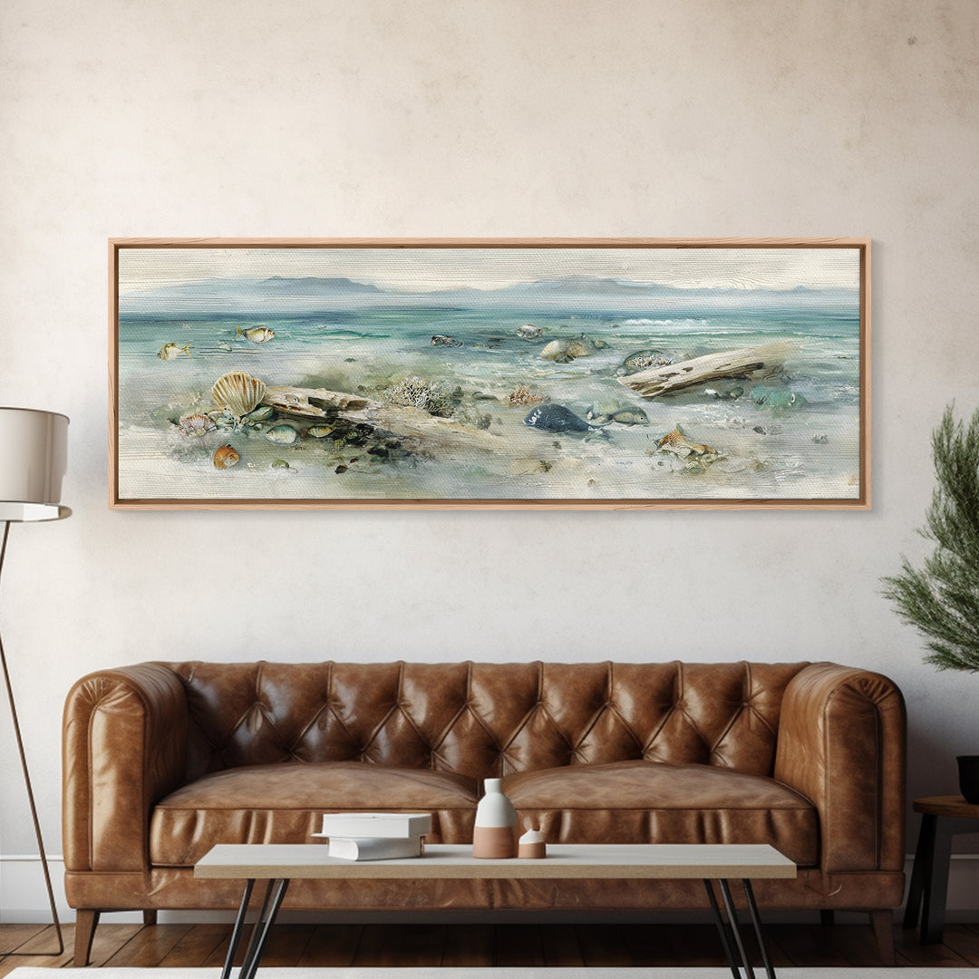 Coral Reef Panorama Canvas Print, Marine Life Art, Beach Decor, Living Room Decor, Abstract Art, Marine, Ocean Decor, MLA-3x1-25