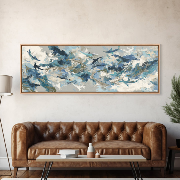 Sea Dragon Drifting Among Kelp Framed Canvas Print, Marine Life Art, Beach Prints, Living Room Decor, Fine Art, Marine, MLA-3x1-57