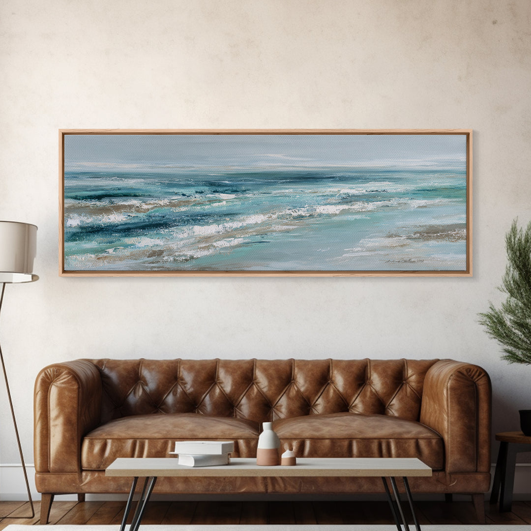 Orca Beneath Northern Lights Framed Canvas Print, Marine Life Art, Textured Painting, Living Room Decor, Fine Art, Marine, MLA-3x1-72