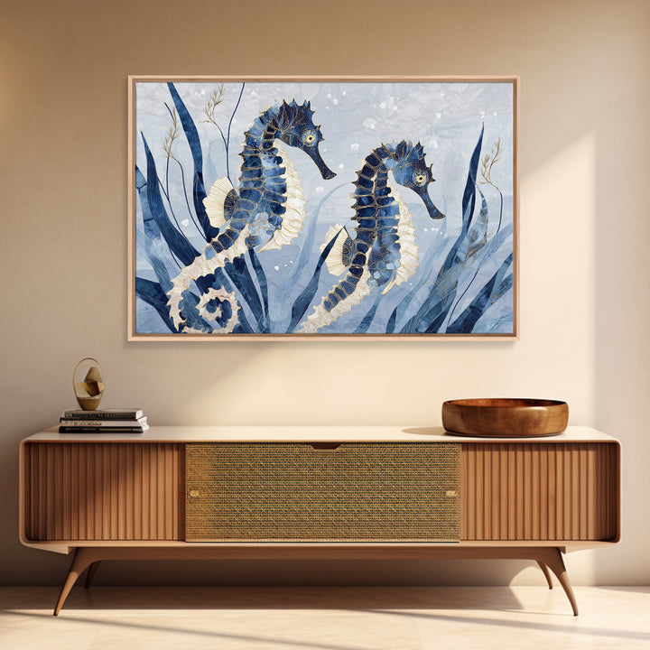 Seahorse Pair Among Sea Grass Canvas Print, Marine Life Art, Coastal Decor, Living Room Decor, Fine Art, Marine, Fish Art, MLA-3x2-33
