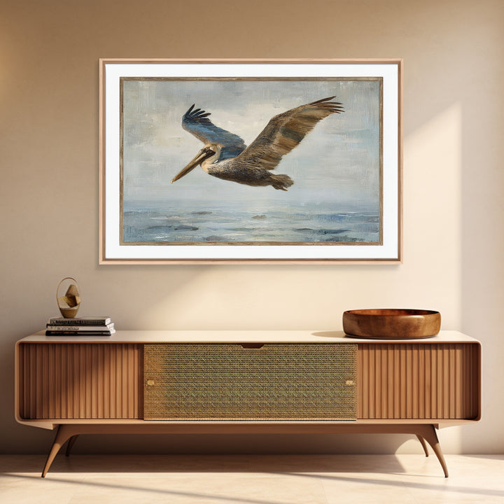 Pelican Diving Toward Fish Near Surface Canvas Print, Marine Life Art, Nautical Decor, Living Room Decor, Fine Art, Marine, MLA-3x2-51