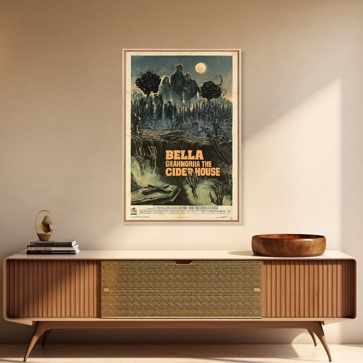 Three Graves Under The Cider House, Italian Horror Film Poster, Retro Gothic Cinema Art, Vintage Halloween Wall Art, Framed Canvas Print