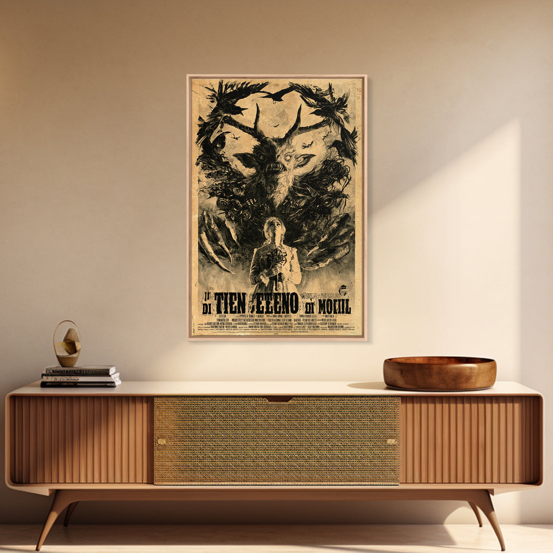 The Devil Wears Our Mother's Voice, Italian Horror Film Poster, Retro Gothic Cinema Art, Vintage Halloween Wall Art, Framed Canvas Print