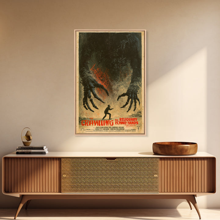 The Reliquary Of Crawling Hands, French Horror Film Poster, Retro Gothic Cinema Art, Vintage Halloween Wall Art, Framed Canvas Print