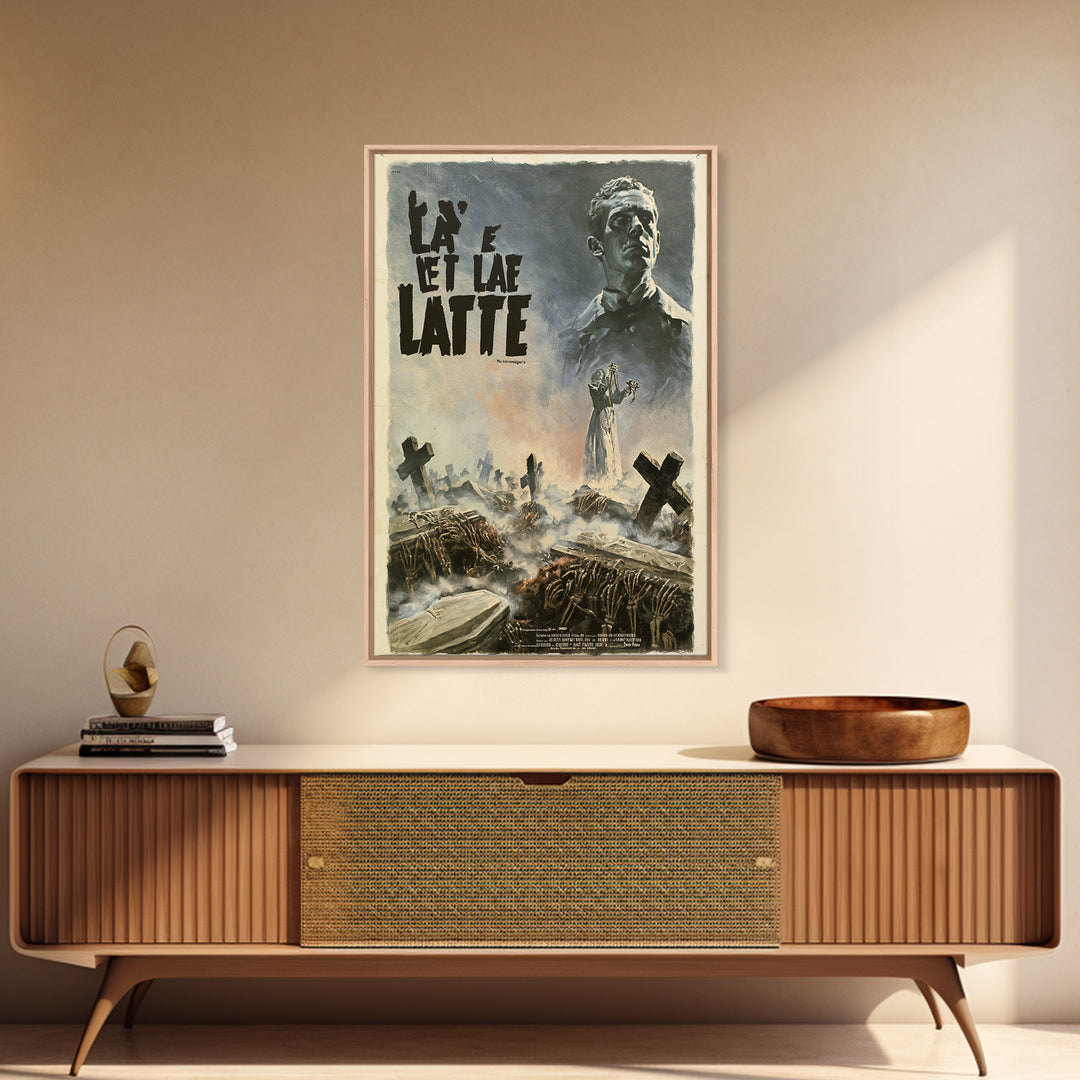 The Astronomer's Dead Daughter, French Horror Film Poster, Retro Gothic Cinema Art, Vintage Halloween Wall Art, Framed Canvas Print