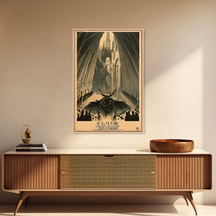The Saint With A Mouth Of Crows, French Horror Film Poster, Retro Gothic Cinema Art, Vintage Halloween Wall Art, Framed Canvas Print