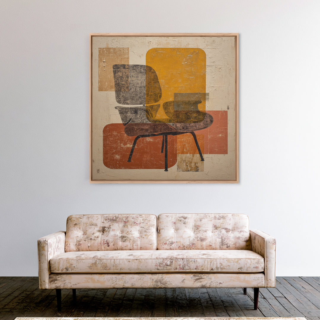 Eames Era Chair Silhouette as Graphic Art Canvas Print, Midcentury Modern Art, Minimalist Wall Art, Living Room Decor, Retro, MMA-1x1-100